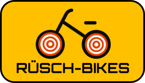 Hauptlogo, Quittungen (s/w), Klebeetiketten (s/w) rüsch-bikes.ch